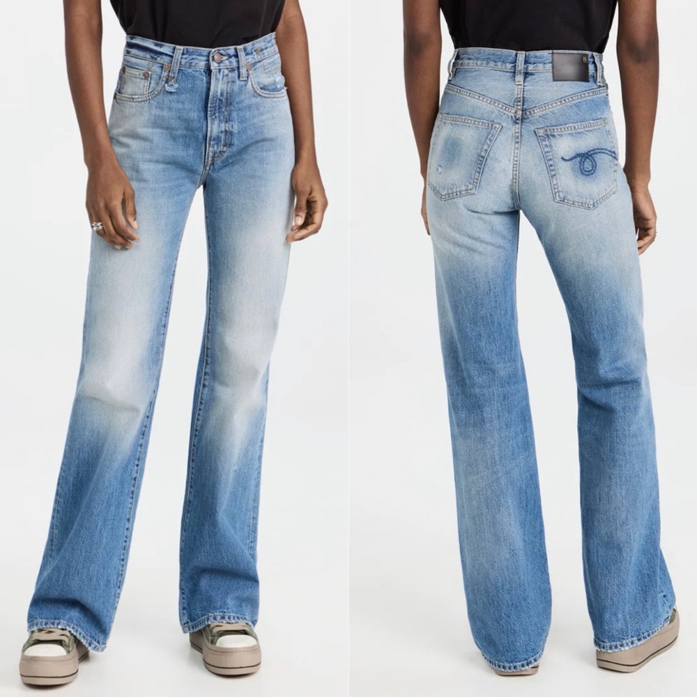 R13 Jane High Waisted Wide Leg Jeans - 27 (fits small)